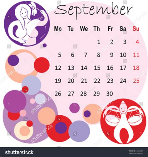 2011 Calendar September Zodiac Signs Stock Vector 63828304 Shutterstock