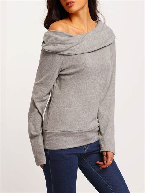 Boat Neck Loose Grey Sweater