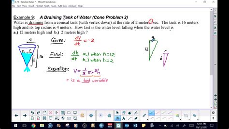 Ap Calculus Ab Related Rates Cone Problem 2 Youtube
