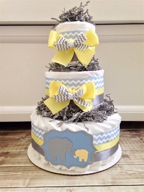 Gray Elephant Diaper Cakes Photo Pink Gray Elephant Baby Shower