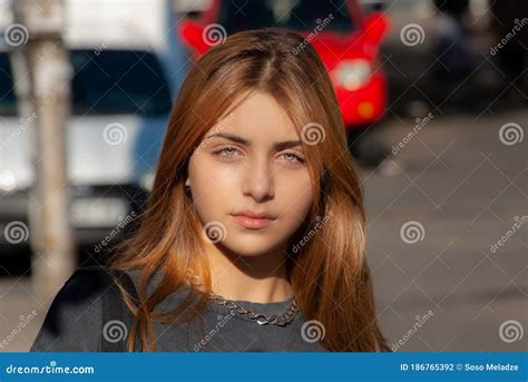 Close Up Portrait Of A Beautiful Teenage Girl In Tbilisi Capital Of