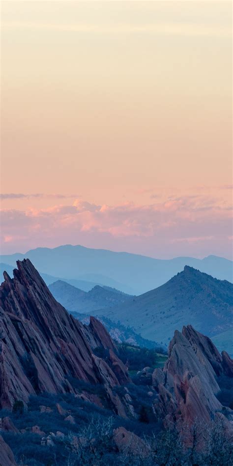 1080x2160 Mountains Rocks Sunset Landscape Wallpaper Landscape
