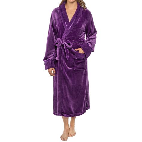 Pavilia Pavilia Soft Plush Women Fleece Robe Purple Cozy Bathrobe
