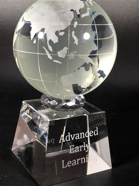 Optical Crystal World Globe Trophy Award With Clear Cube Base Etsy