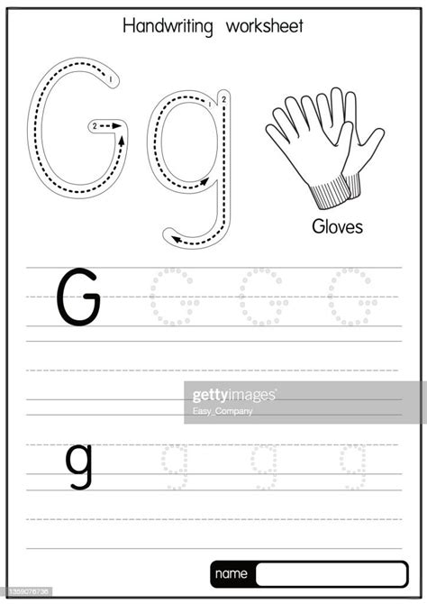 Black And White Vector Illustration Of Gloves With Alphabet Letter G