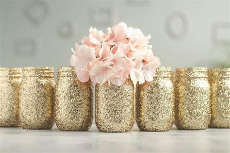 Gold Glitter Mason Jars Sprinkled And Painted At Ka
