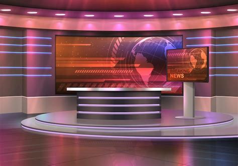 Free Vector Tv News Studio Television Broadcast Room Interior With