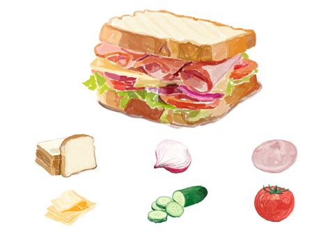 Hand Drawn Sandwich Watercolor Style Download Free Vectors Clipart