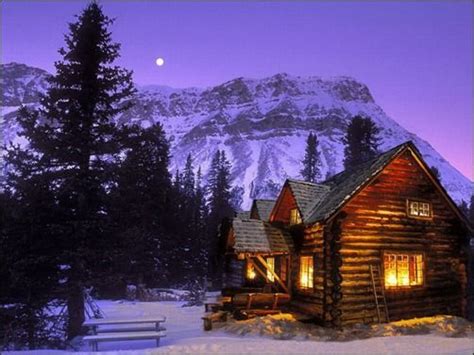 Winter Good Night Cabins During A Winter Night Have Always Been A