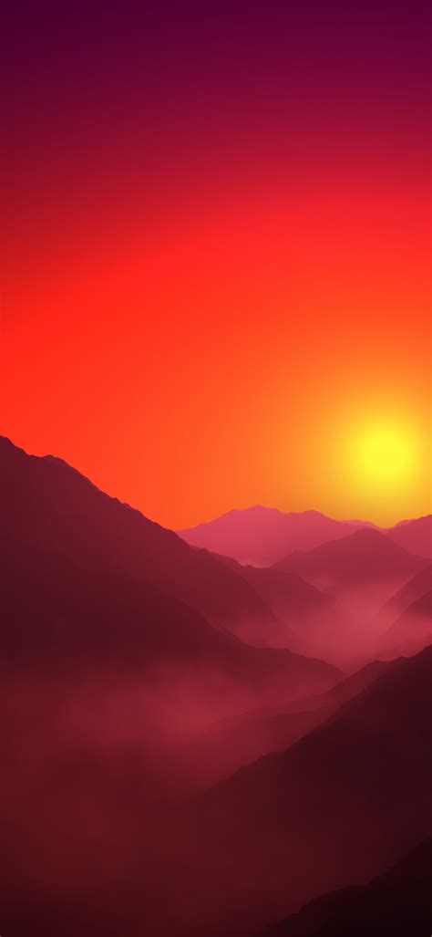 Mountain Range Wallpaper 4k Silhouette Sunrise Orange Sky Foggy