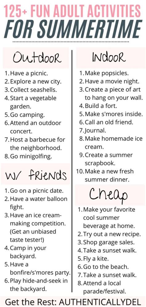 160 Fun Summer Activities for Adults (+ Free Printable) - Authentically Del
