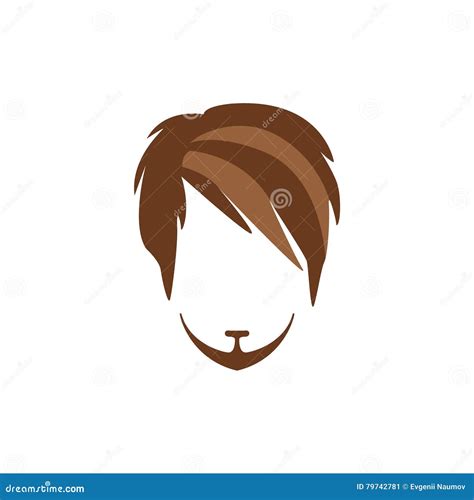 Hipster Male Hair And Facial Style With Side Fringe Goatee Cartoon
