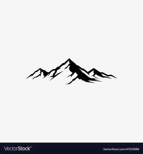Rocky Mountain Silhouette Black And White Vector Image