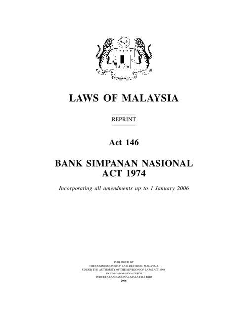 Abdul azreen bin abdul wahid course: Bank Simpanan Nasional Act 1974 _Act 146 | Deposit Account ...