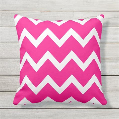 Hot Pink Zigzag Chevron Pattern Outdoor Pillows