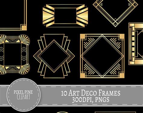 Gold Art Deco Frame Clip Art Art Deco Frames Design Elements Deco