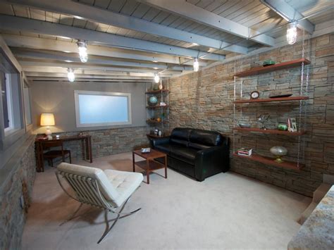 Suspended ceiling is one of the most popular basement ceiling ideas. After: Suspended Shelving | Basement design, Exposed ...