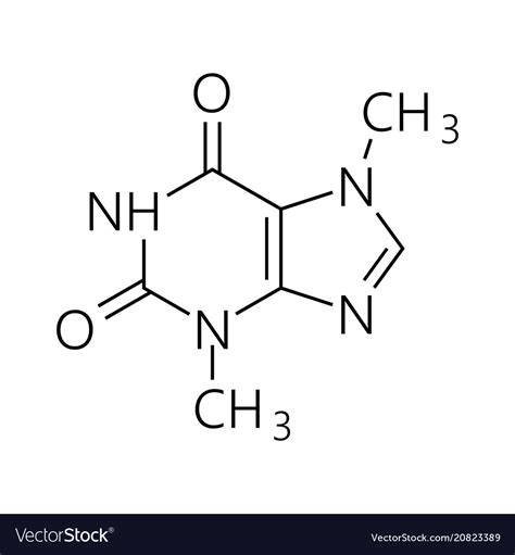 caffeine molecule simple chemical skeletal vector image