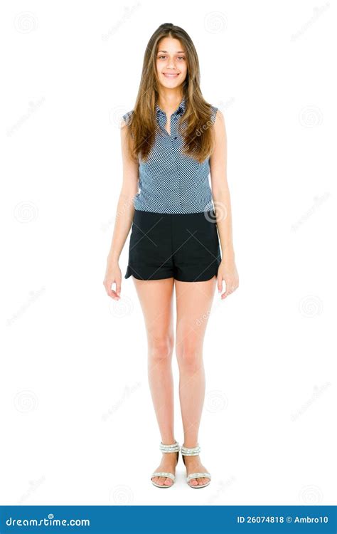 Full Teenage Girl Standing Stock Photo Image Of Brunette 26074818