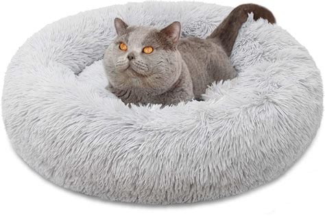 Jubilant Fluffy Pet Bed Self Warming Faux Fur Round Donut Cuddler Bed