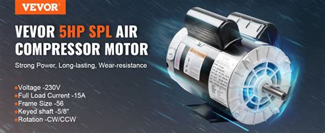 Vevor 5hp Spl Air Compressor Electric Motor 230v 150amps 56 Frame