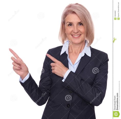 Senior Businesswoman Pointing Fingers Stock Image Image Of Middle