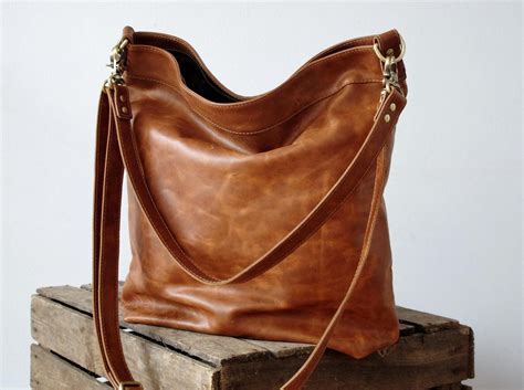 Tan Leather Hobo Bag Large Purse For Women Tote Bag With Etsy Brown