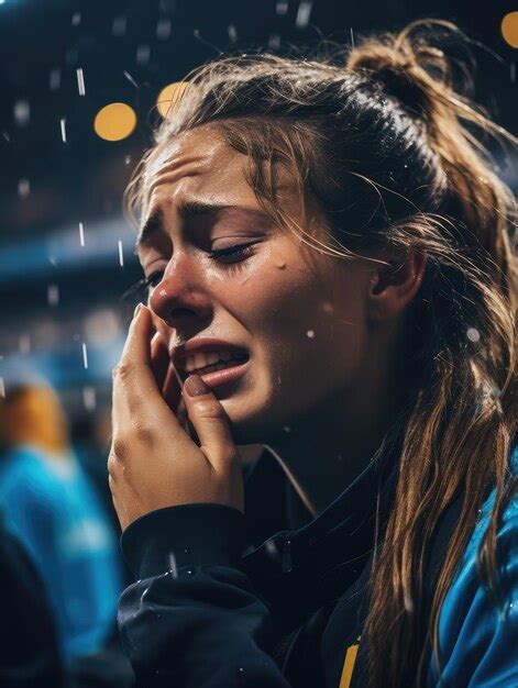 Premium Ai Image Closeup Emotion Women Soccer Player Tears Of Joy