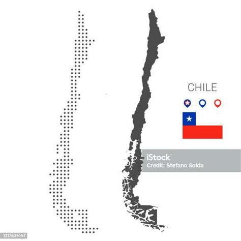 Chile Map Dotted With Flag And Pin Stock Illustration Download Image