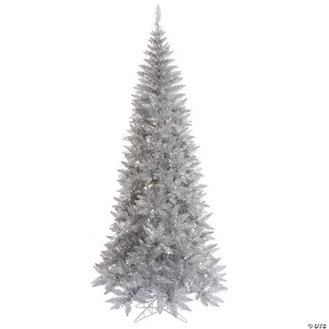 Vickerman 75 Silver Tinsel Fir Slim Artificial Christmas Tree Unlit