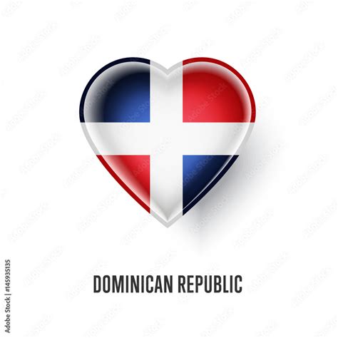 Patriotic Heart Symbol With Dominican Republic Flag Vector Illustration Isolated On White