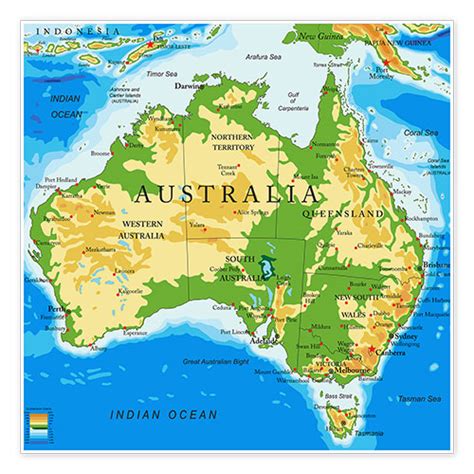Australia Topographic Map Print By Editors Choice Posterlounge