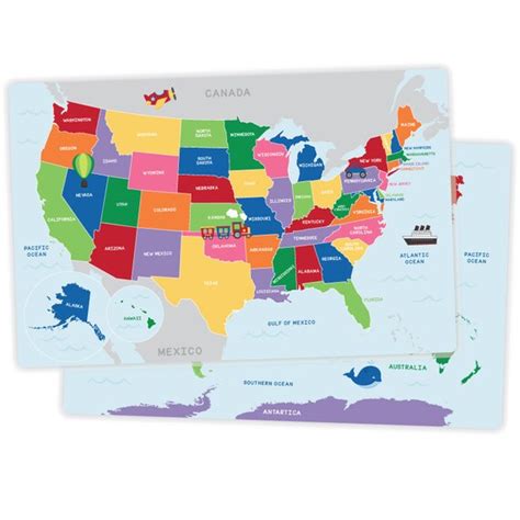 United States Of America And World Map Placemat Activity Placemat For