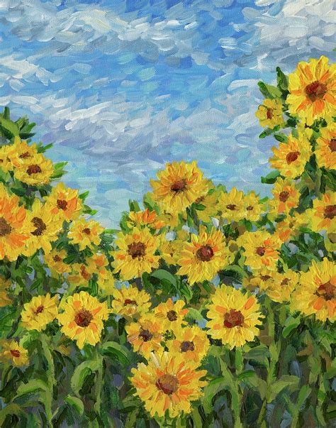 Sunny Sunflower Field Painting By Steph Moraca Pixels