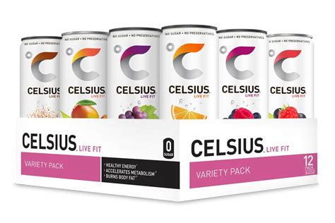 Celsius Fitness Drink 9 Flavor Variety Pack Zero Sugar 12oz Slim Can