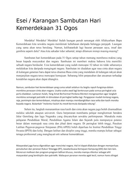 karangan sambutan hari kemerdekaan tahun karangan laporan upsr sexiz pix