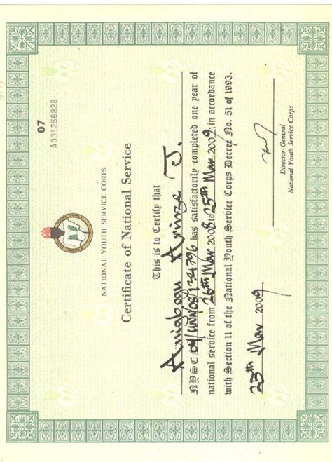 Nysc Certificate
