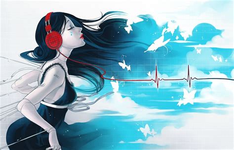 Wallpaper Illustration Anime Girls Cartoon Headphones Computer
