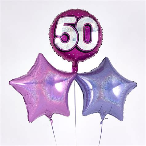 Buy Pink 50th Birthday Balloon Bouquet Delivered Inflated For Gbp 16