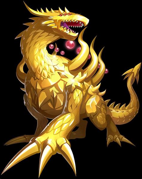 A Yellow Dragon With Red Eyes And Sharp Teeth