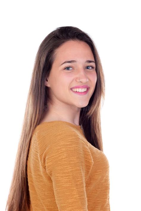 Happy Teenger Girl With Sixteen Years Old Looking At Camera Stock Image