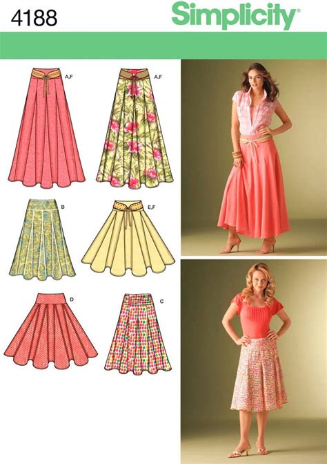 Simplicity Sewing Pattern 4188 U5 Misses Skirts Uk Home