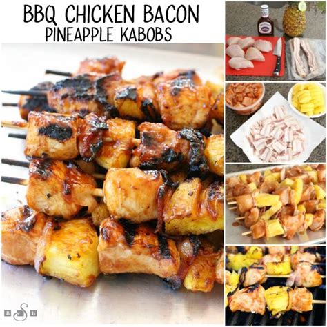 It may be necessary to fold the bacon in half to fit it on the skewers. BBQ CHICKEN PINEAPPLE KABOBS with BACON - Butter with a ...