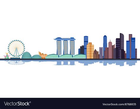 Flag of singapore map , singapore transparent background png clipart. Color singapore city skyline Royalty Free Vector Image