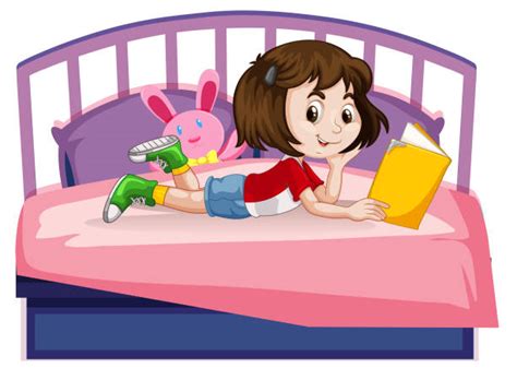 Royalty Free Cartoon Of Girl Laying In Bed Clip Art Vector Images