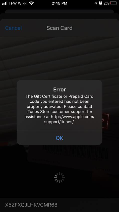 ITunes Gift Card Not Properly Activated Apple Community
