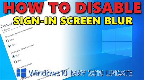 How To Disable Sign In Screen Blur Background On Windows 10 May 2019