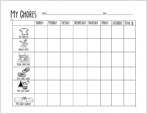 Free Printable Chore Chart For Preschoolers