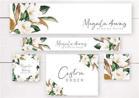 Etsy Shop Banner Templates With Magnolia Flowers Set Of 5 Etsy