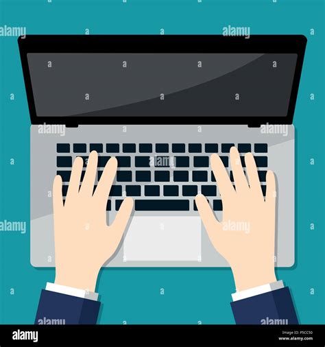Businessman Hand On Laptop Hands Typing On Notebook Keyboard Flat